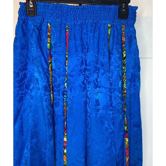 vintage 80s DIANE FREIS  blouse & pleated bold LOTUS print skirt , 100% Silk - Picture 11 of 16